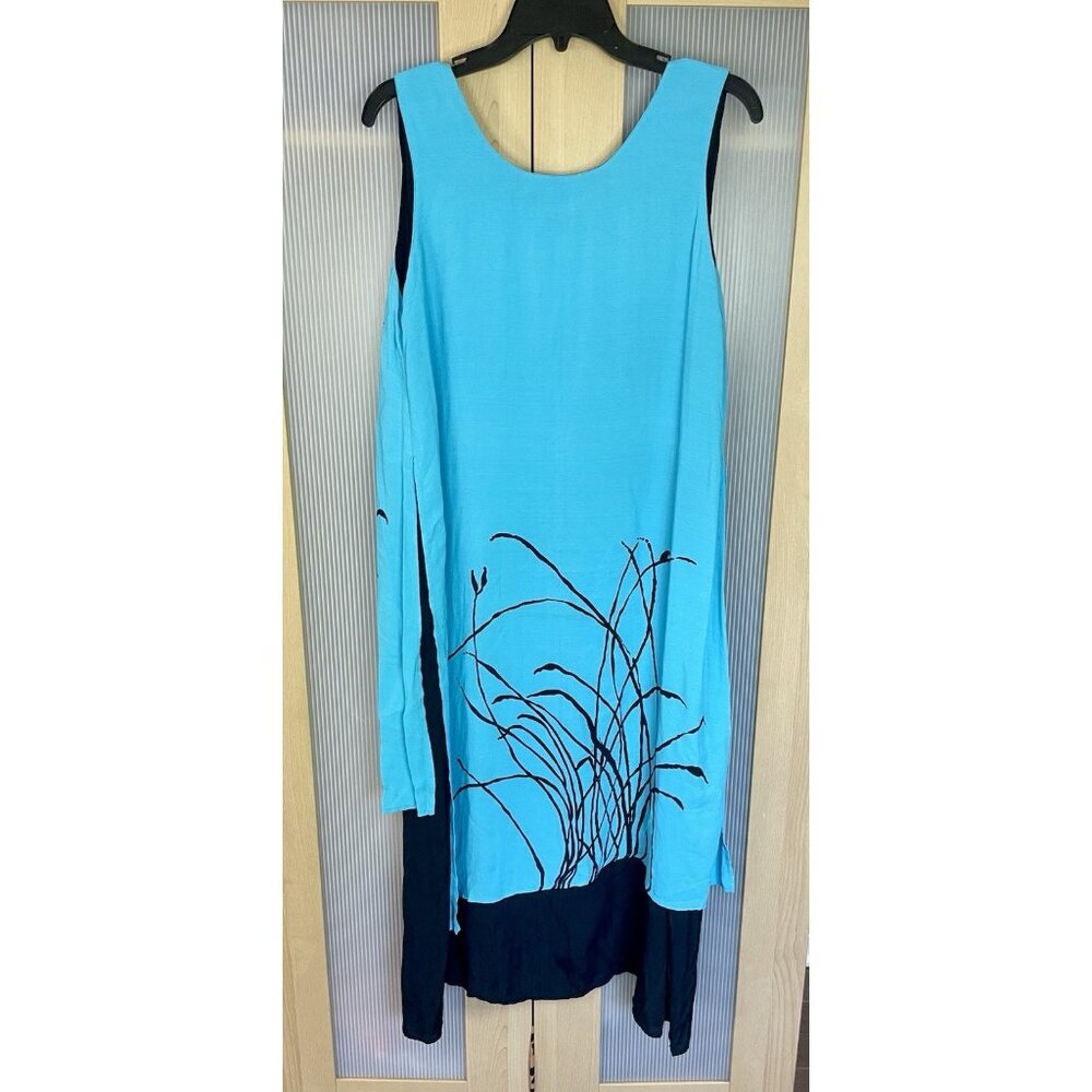 Anthony Marc Hankins Women's Blue Maxi Dress Sz XL Arttowear Lagen Look Summer - Picture 4 of 6